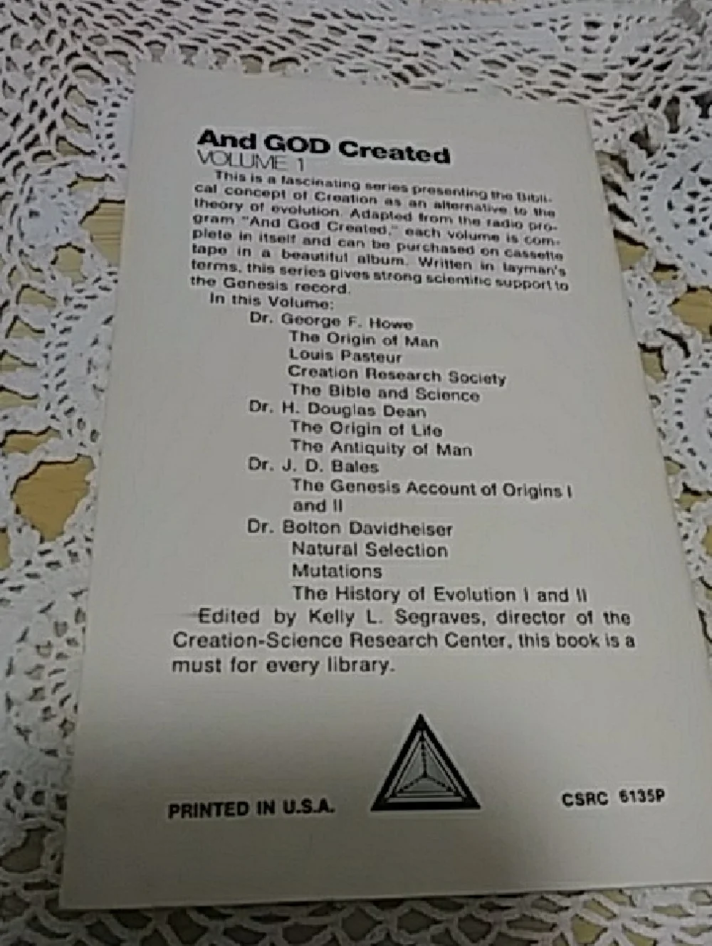 And God created 4 Volume Set by Kelly L. Segraves Creation Science